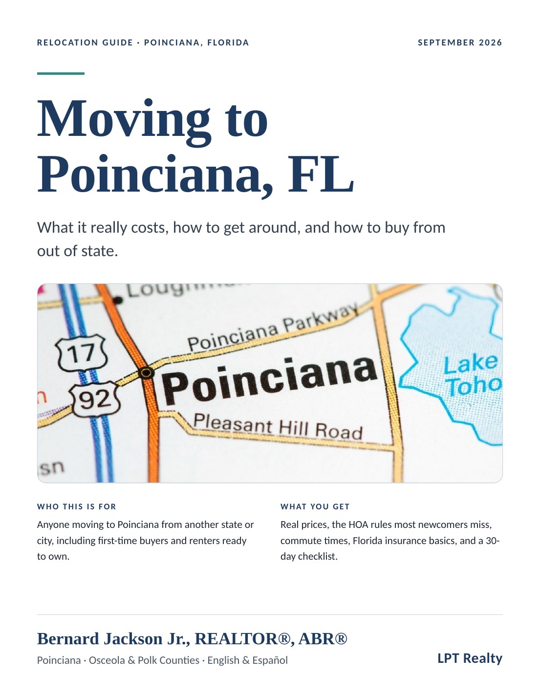 Cover of the free relocation guide Moving to Poinciana, FL