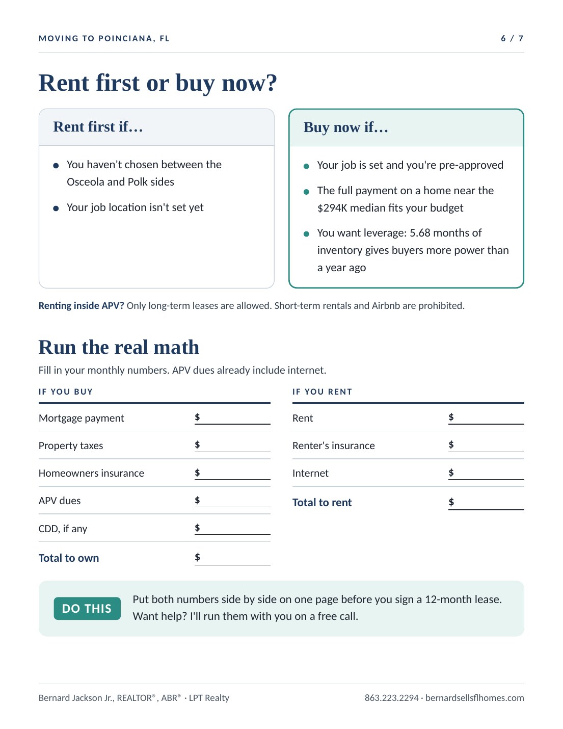 Guide page 6: Rent first or buy now, with the run-the-real-math worksheet